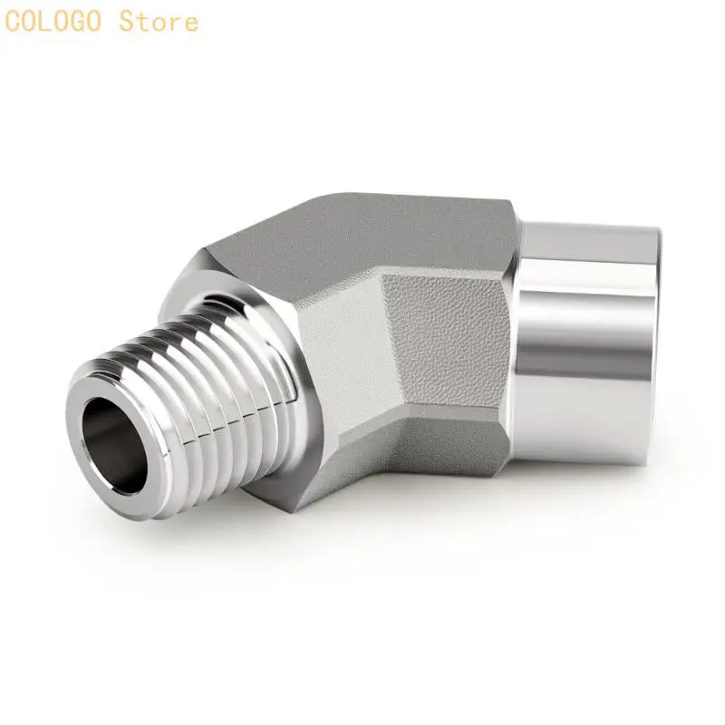 45 Degree Elbow Adapter 1/8 Male 8 Female Tapered Thread 304 Stainless Fitting, 2 Pack for Plumbing Install Work and Service Use