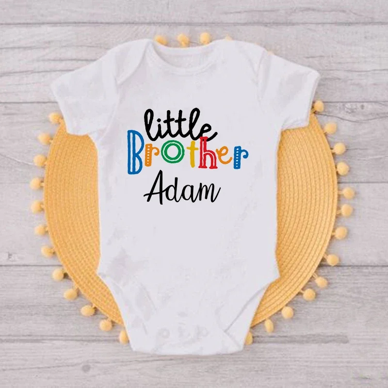 Personalized Big Sister Little Brother Matching Clothes Custom Name Kids T-shirt Bodysuit Birthday Party Family Look Outfit Tops