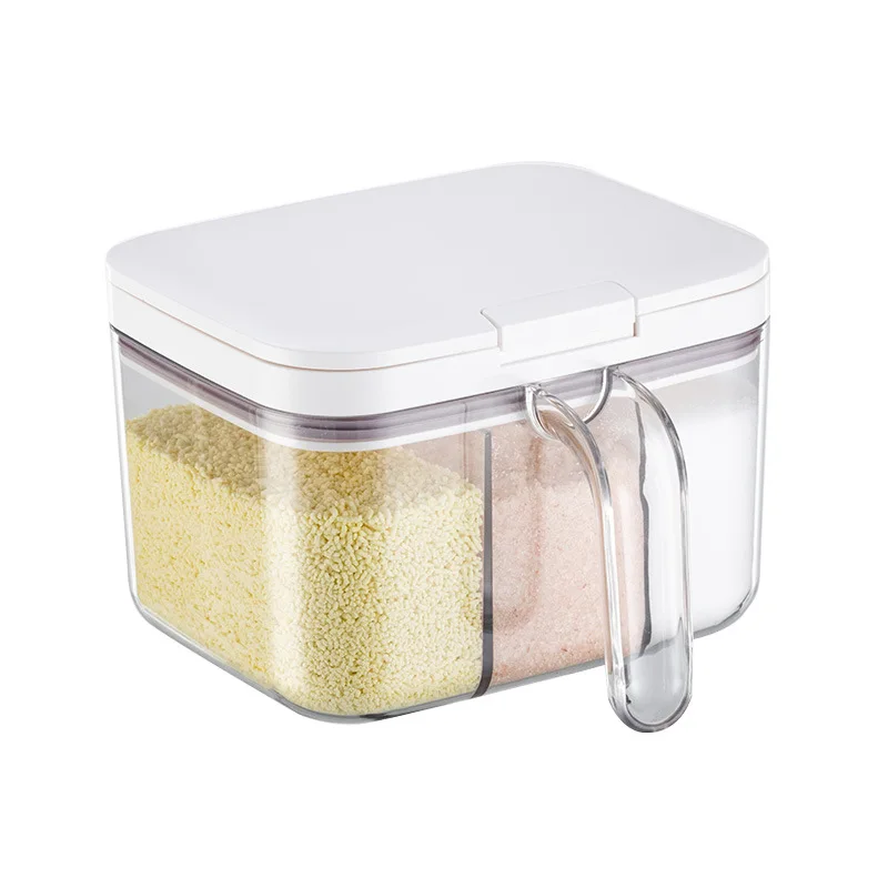 Sealed grid seasoning box household kitchen seasoning jar transparent integrated multi grid seasoning bottle