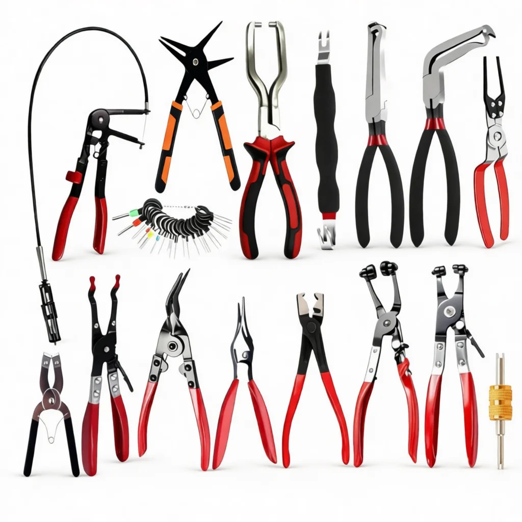 Professional Car Hose Clamp Pliers Set Automotive Fuel Line Removal Tool Mechanic Hand Gear Pipe Repairing Multipurpose