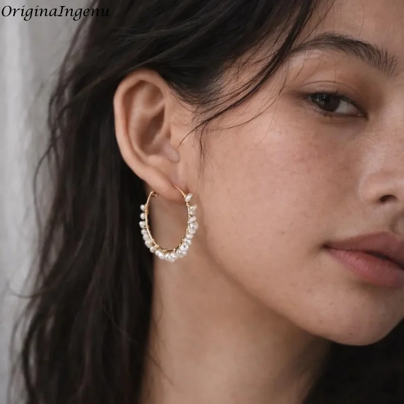 

Argent 925 Hoop Earrings 14K Gold Filled Pearls Earrings Luxury Jewelry Hoops Women Silver Earrings Gifts for Women