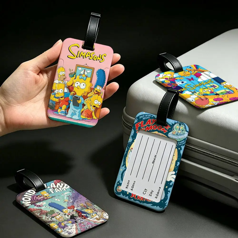Adult Animation S-Simpsons Anti lost Travel Luggage Tag PVC ID Information Card Holder Baggage Name Label For Outdoor Trip