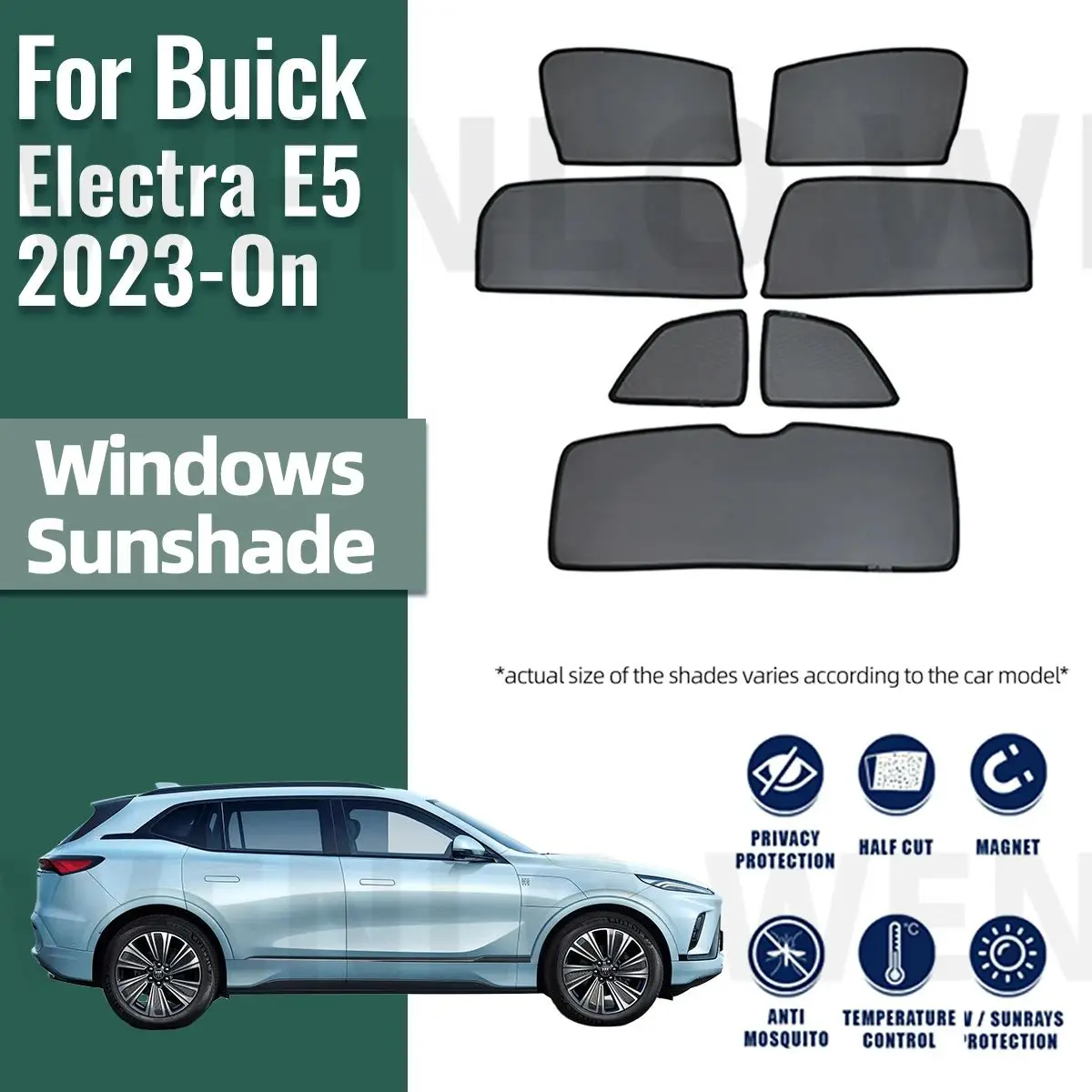

For Buick Electra E5 2023 2024 2025 Front Windshield Frame Curtain Magnetic Car Sunshade Shield Rear Side Window Sun Shade Visor