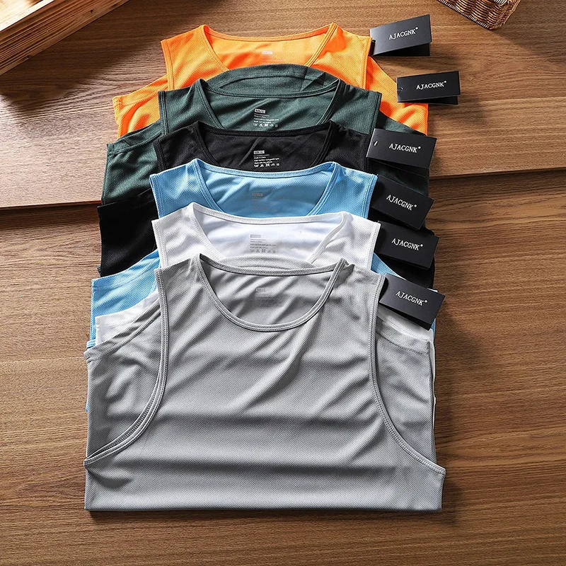 Men's Sporty Breathable Quick Dry Mesh Tank Top T-Shirt Summer Lightweight round Neck  Color Loose Fit Youthful Style