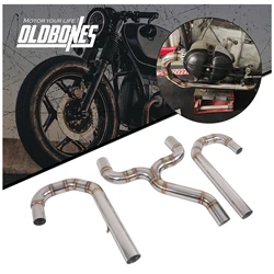 Cafe Racer R Serie For BMW R45 R65 R75 R80 R100 Front Exhaust Header 2 in 1 Motorcycle Muffler Pipe Collector Manifold