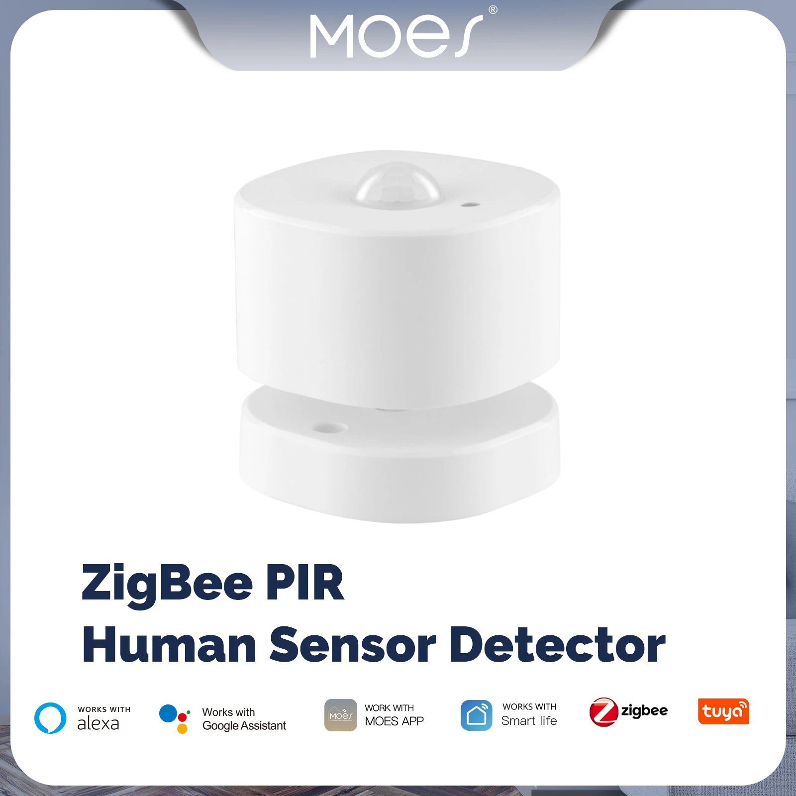 MOES ZigBee PIR Motion Sensor，Human Body Sensing Device，Alarm Device For Intelligent Home Linkage, Remote Control By Tuya App