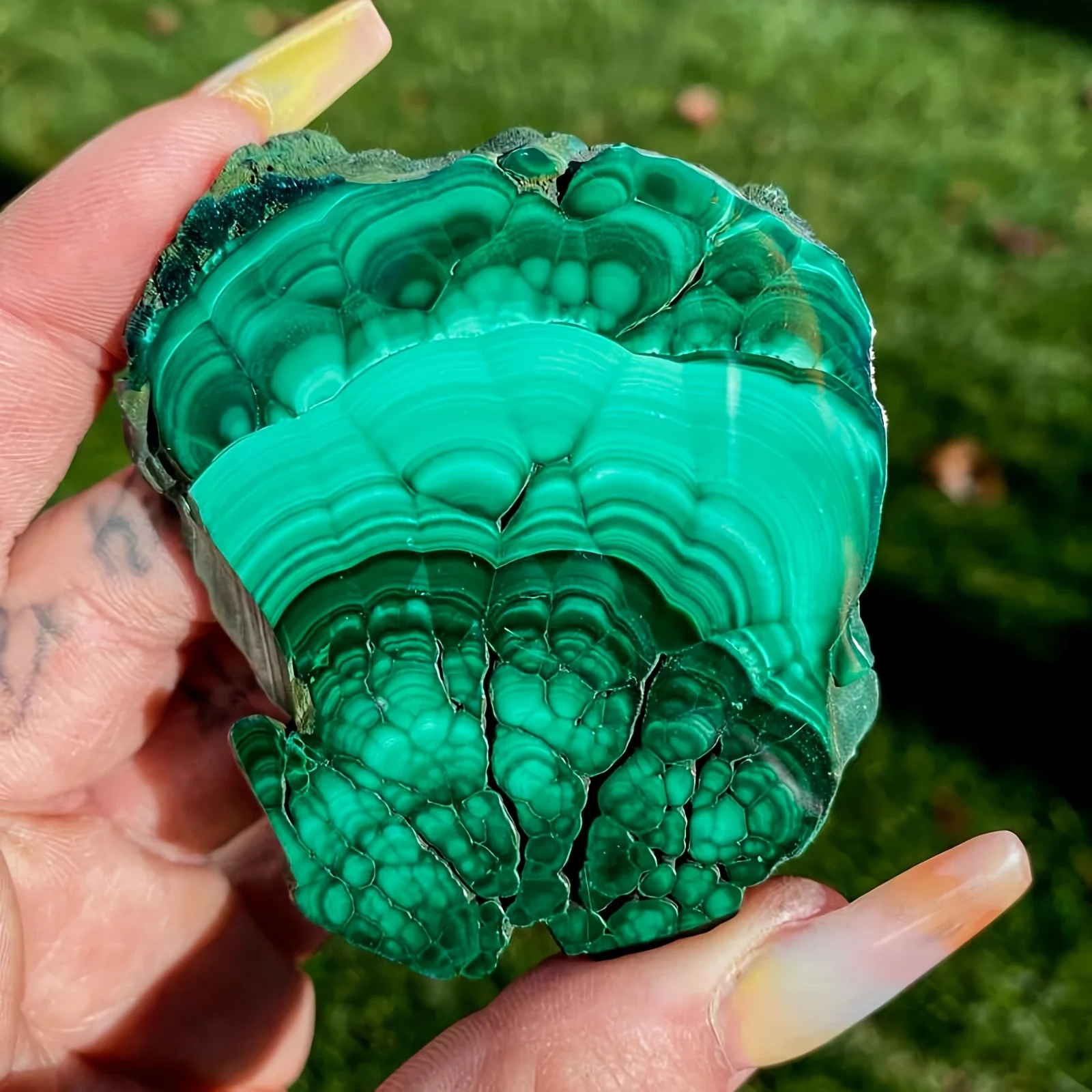1pc Crystal Malachite Slice - Green Eye Malachi Unprocessed Stone Mineral Specimen，Perfect Holiday Gift