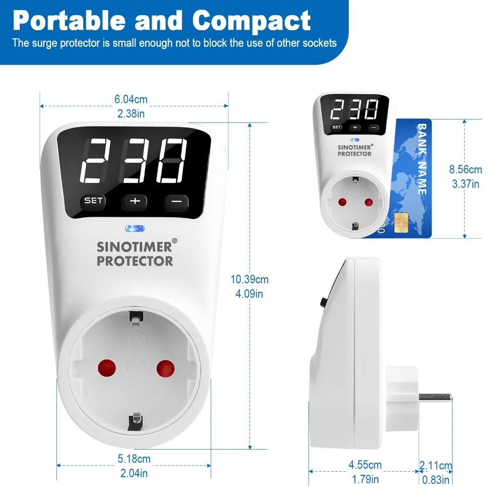 230V AC 220V Automatic Voltage Protector Socket Power EU Plug Sockets Voltage Safe Refrigerator Protect Outlet Electrical Supply