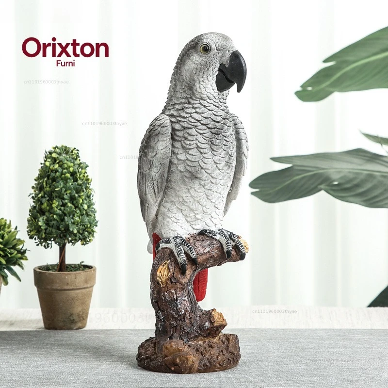Creative Simulation Parrot Bird Crafts Ornaments Grey Parrot Macaw Simulation Animal Sculpture Home Decoration Accessories