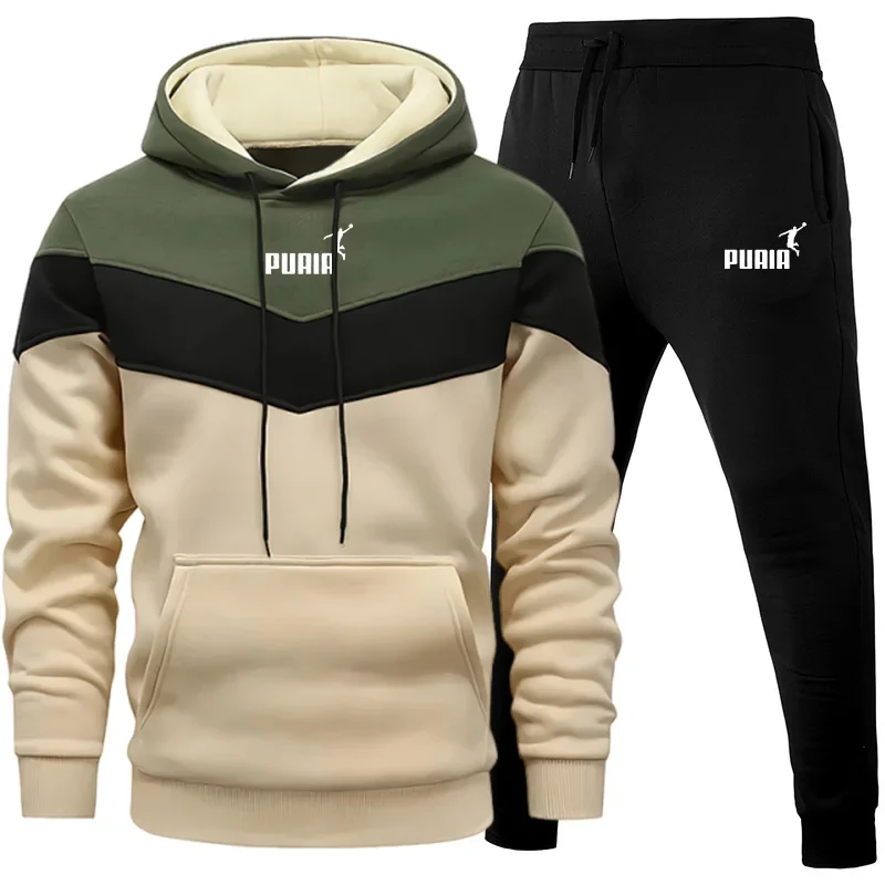 

Men's Tracksuit Hooded Sweatshirt Black Sweatpants Autumn Winter Daily Casual Sporty Jogger Set Male Urban Fashion Hoodie Outfit