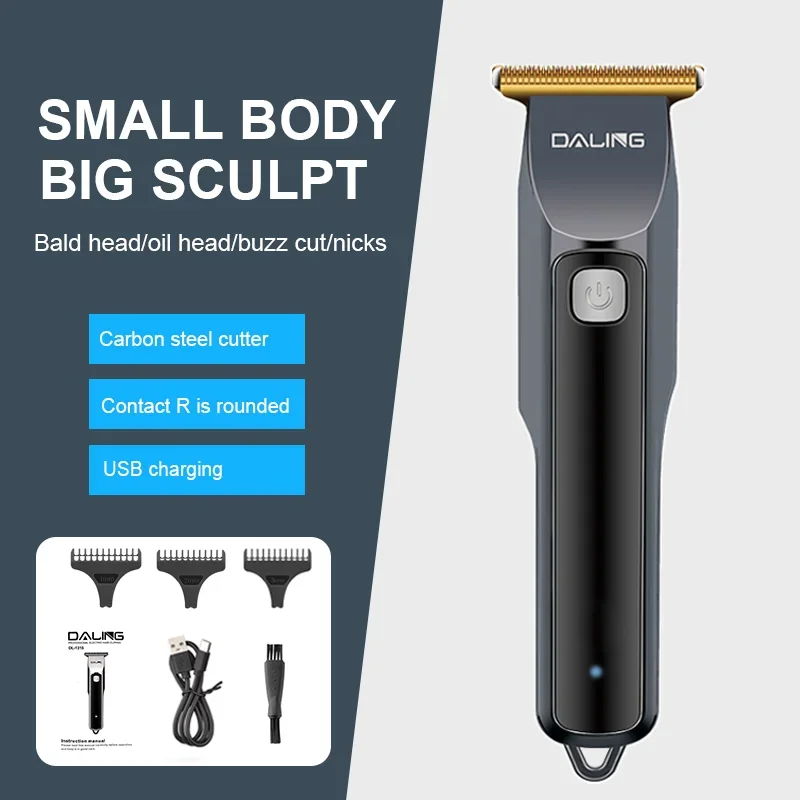 DALING DL-1315 Black Professional Portable Hair Clipper USB Rechargeable Professional Men's Hair Clipper