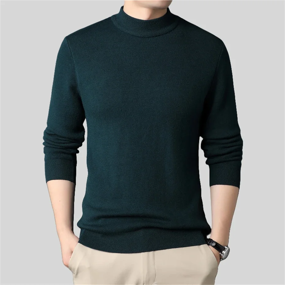 Pull à demi-col roulé pour hommes, pulls documents solides, coupe couvertes, pulls décontractés, vêtements pour hommes