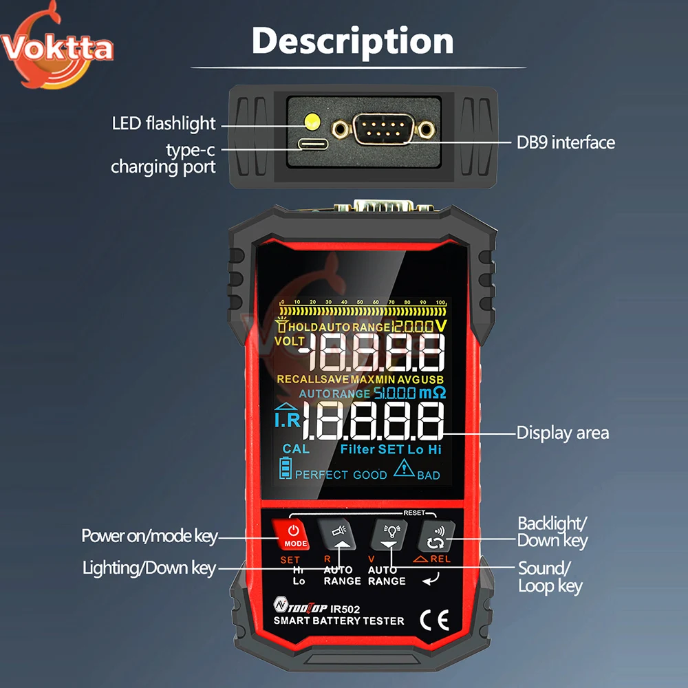 Testeur de batterie interne à 4 fils, affichage LED, test de batterie au lithium, test Kelvin, testeur de batterie de voiture, outils de diagnostic automatique