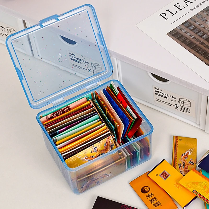 Film Classification Flip Case Stationery Transparent Plastic Storage Box Photocards Small Photo Card Box Desk Organizer Box