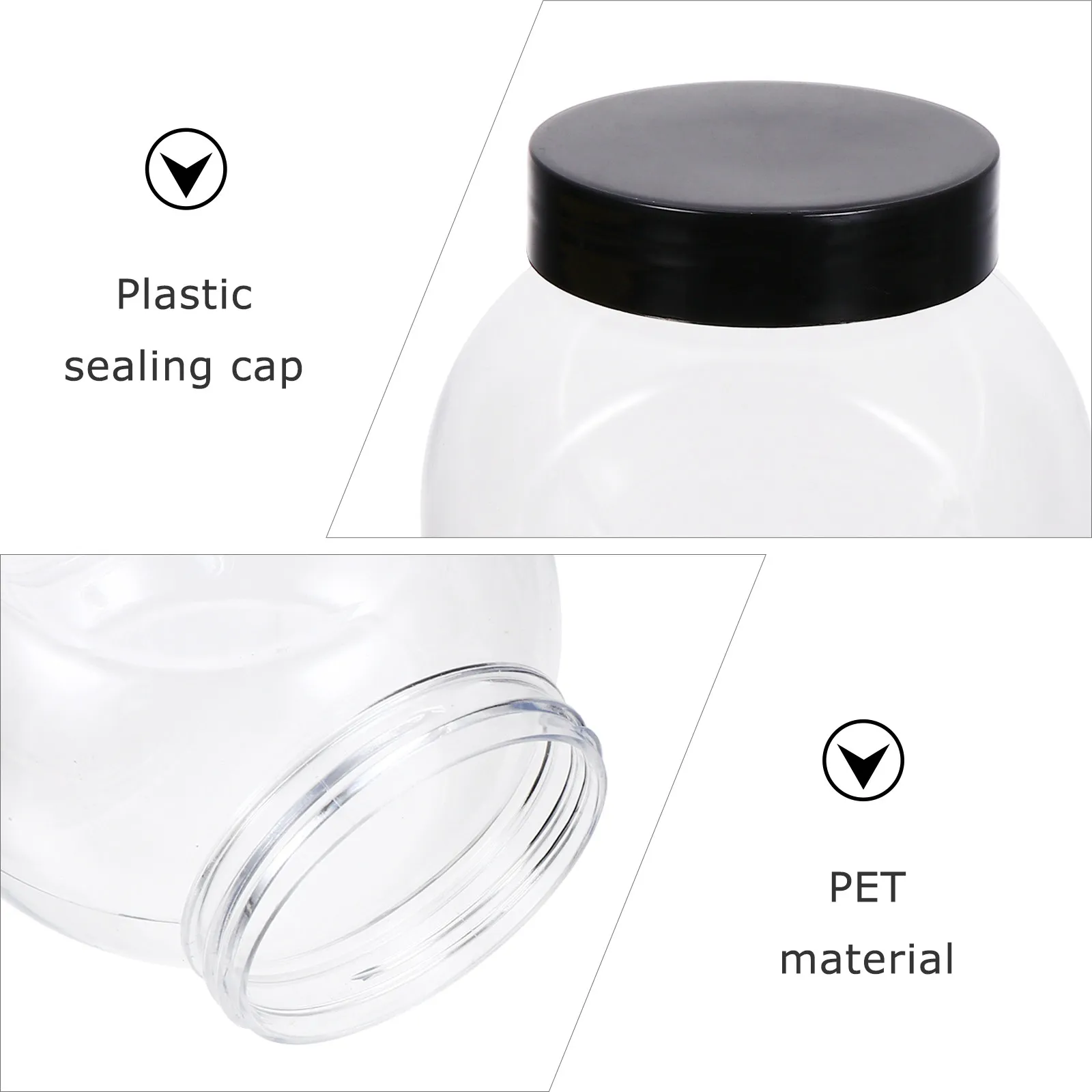 1Set Food Storage Cans Transparent 424ml Moisture-Proof Sealed Canisters for Honey Sugar Tea Coffee Cookies Storage Can view 3