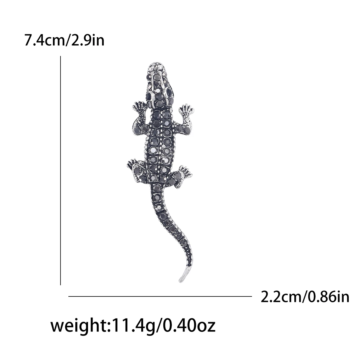 Rhinestone Crocodile Pin for Men Fish Brooches Crocodiles Lapel Pins Banquet Party Backpack Gifts Jewelry Accessories