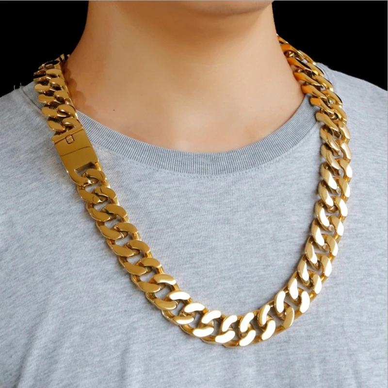 

20MM Heavy Punk Retro Cuban Curb Chain Necklace Men Women Hiphop Chunky Gold Color Stainless Steel Biker Bike Necklaces Jewelry