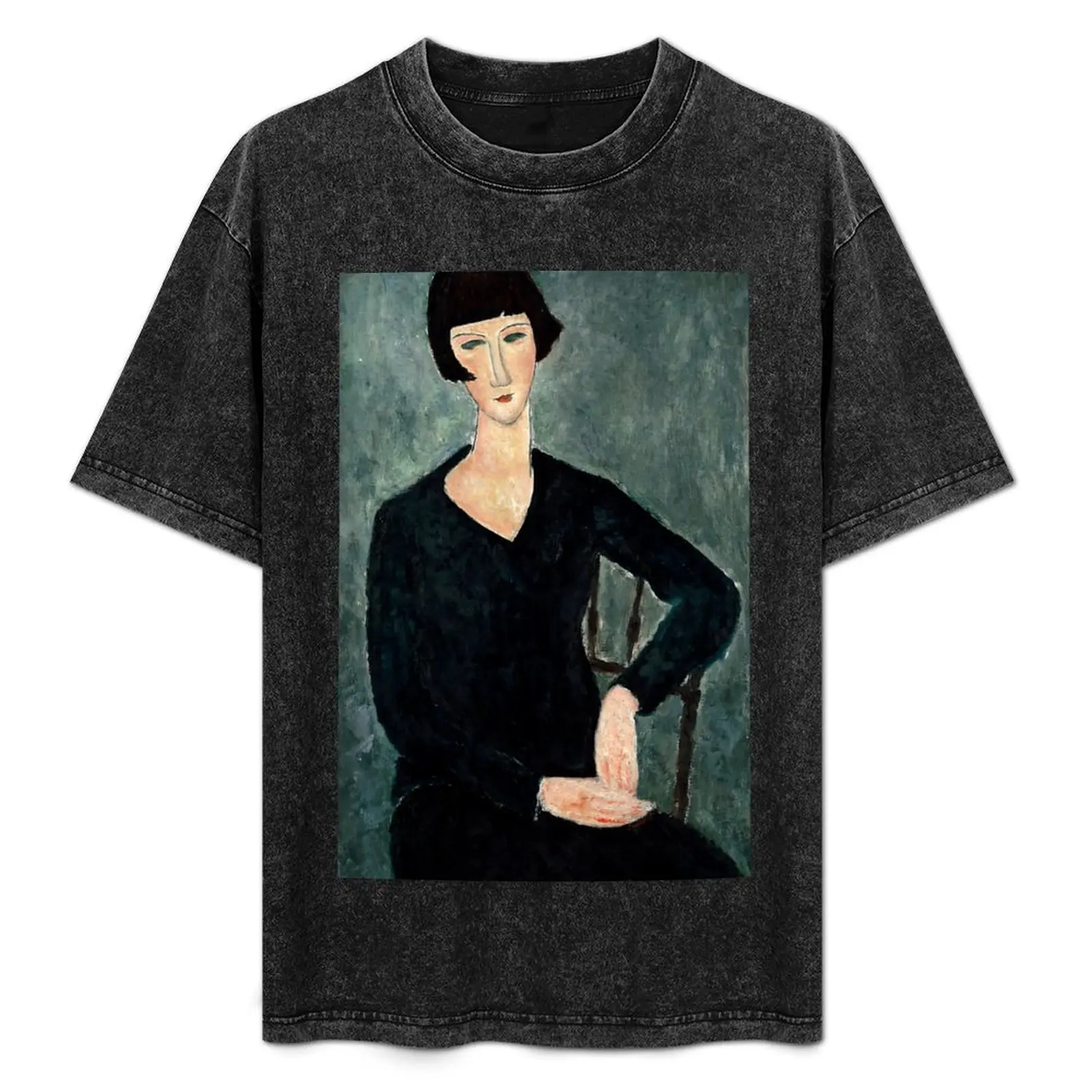 

Amedeo Modigliani The Black Dress T-Shirt Active Sports Short Sleeve Cotton Shirt