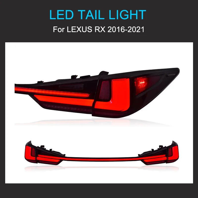 1 Pair LED Tail Lights Assembly for Lexus RX 2016-2021 Middle Taillight Plug and Play LED Running Dynamic Turning Rear Tail Lamp