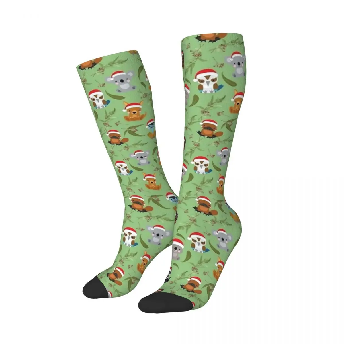 Aussie Christmas Babies Green Socks Novelty Stockings Women Quality Outdoor Socks Winter Graphic Non Skid Socks