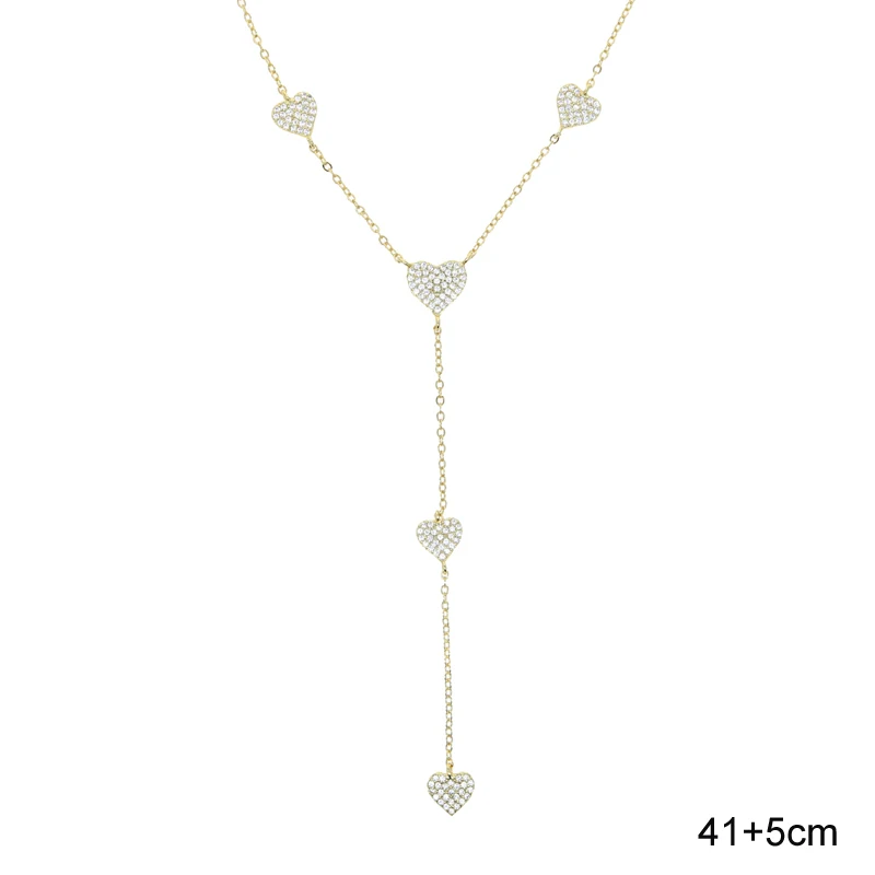 2025 Nieuwe Bling Micro Pave 5 STKS Hart Charm Ketting voor Vrouwen Minnaar Vriendin Gift Mode Luxe Sieraden