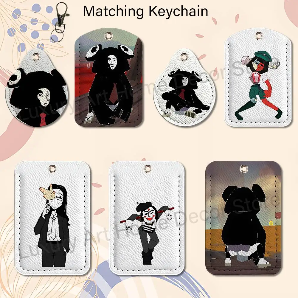 Froggy E-Ena Key Tag Ring Leather Card Holder Key Ring Rectangle Access Card Holder
