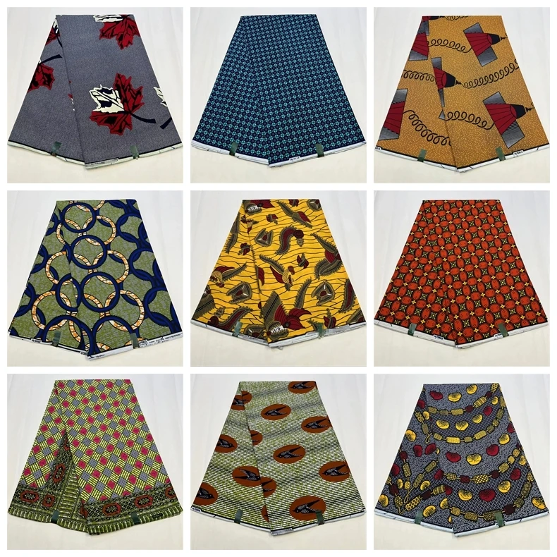 

2024 Newest Fashion African Wax Fabric 100% Cotton Nigeria Ankara Wax Fabric Block Prints Batik Dutch Pagne Soft Sewing Fabric