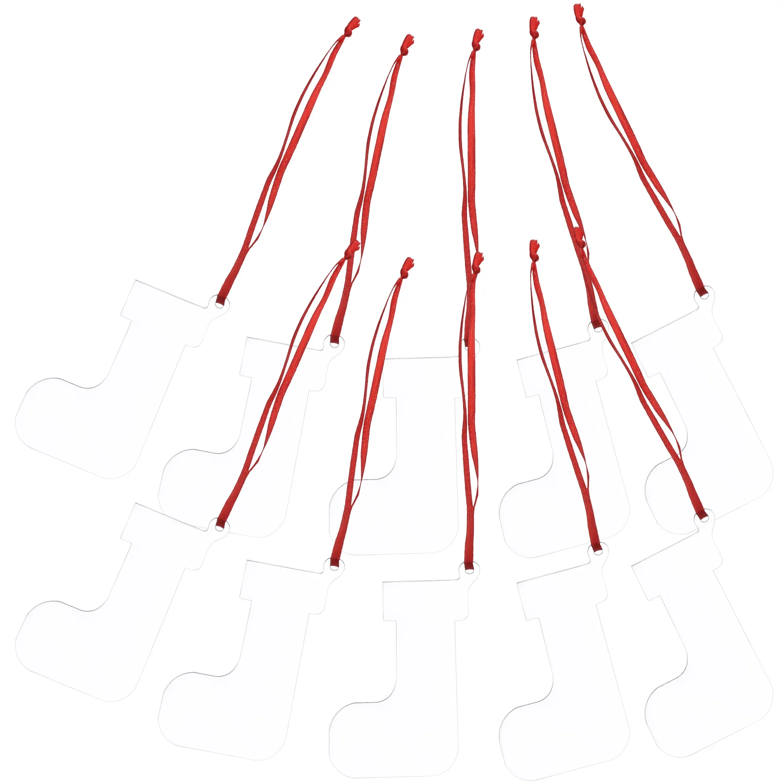 

10 Pcs Christmas Tree Ornaments Clear Acrylic DIY Heat Transfer Blank Pendant Xmas Hanging Decor Home Festive Layout Jewelry