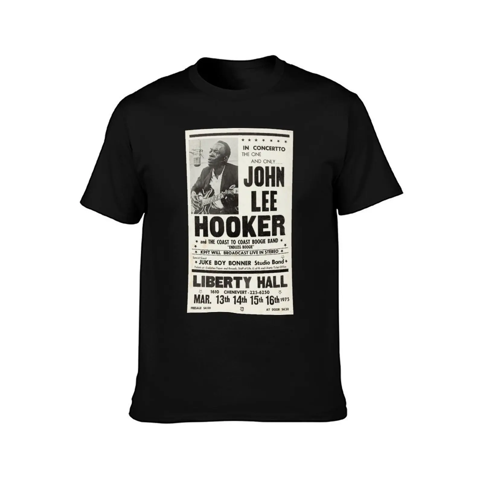 John Lee Hooker blues concert poster T-Shirt, Summer Casual Cotton Tee, Oversized Streetwear Tops, Vintage Graphic Print
