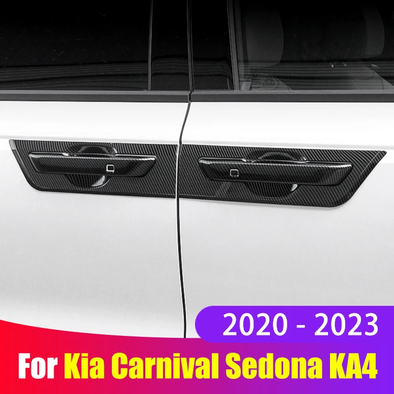 Car ABS Carbon Fiber Trim Door Handles Bowl Cover Protection Sticker For Kia Carnival Sedona KA4 2020 2021 2022 2023 Accessories