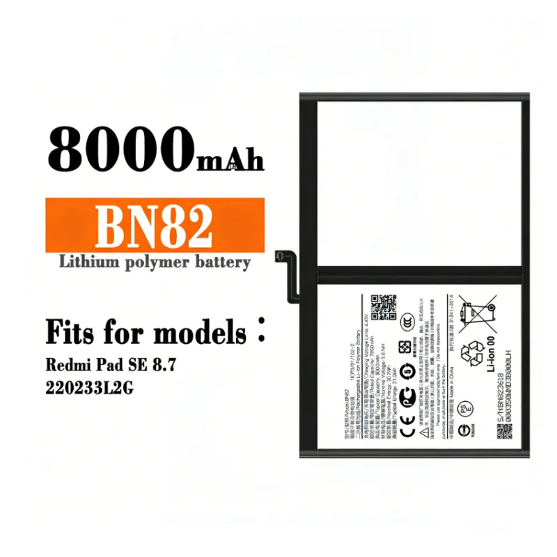New Battery BN82 3.87V 8000mAh for Redmi Pad SE 8.7/220233L2G Tablet Battery +Tools