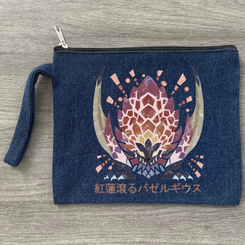 

Monster Hunter Canvas Denim Cosmetic Bag Organizer Travel Sundries Storage Pouch Office Pencil Case Zipper Wallet Gift