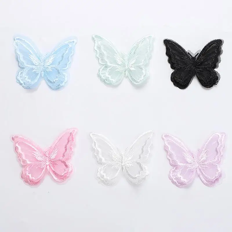 10pcs Butterfly Patches 3D Lace Fabric Embroidery Headwear DIY Clothing Sewing Supplies Decorate Accessories