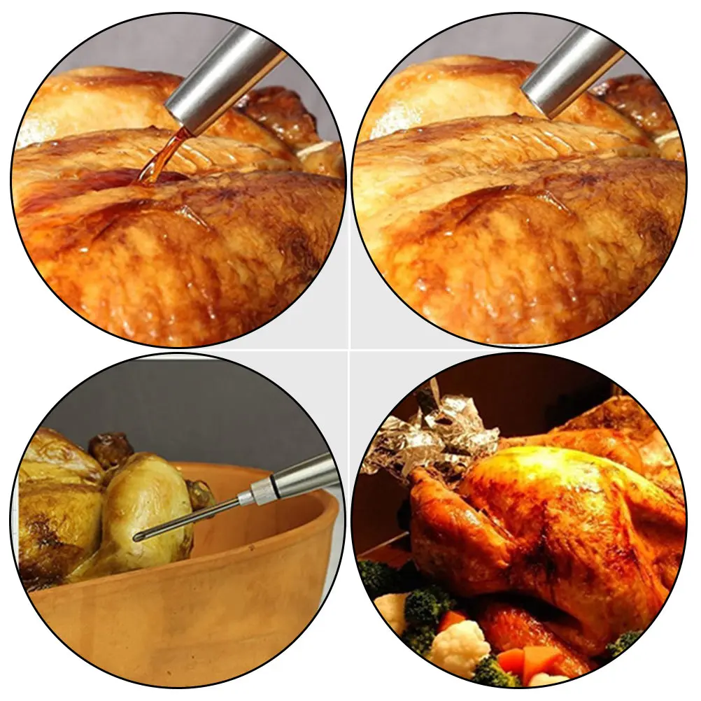 

1PC Turkey 304 Stainless Steel BBQ Injector Food Grade Silicone Easy Penetration Meat Flavor for Pork Beef Fish BBQ