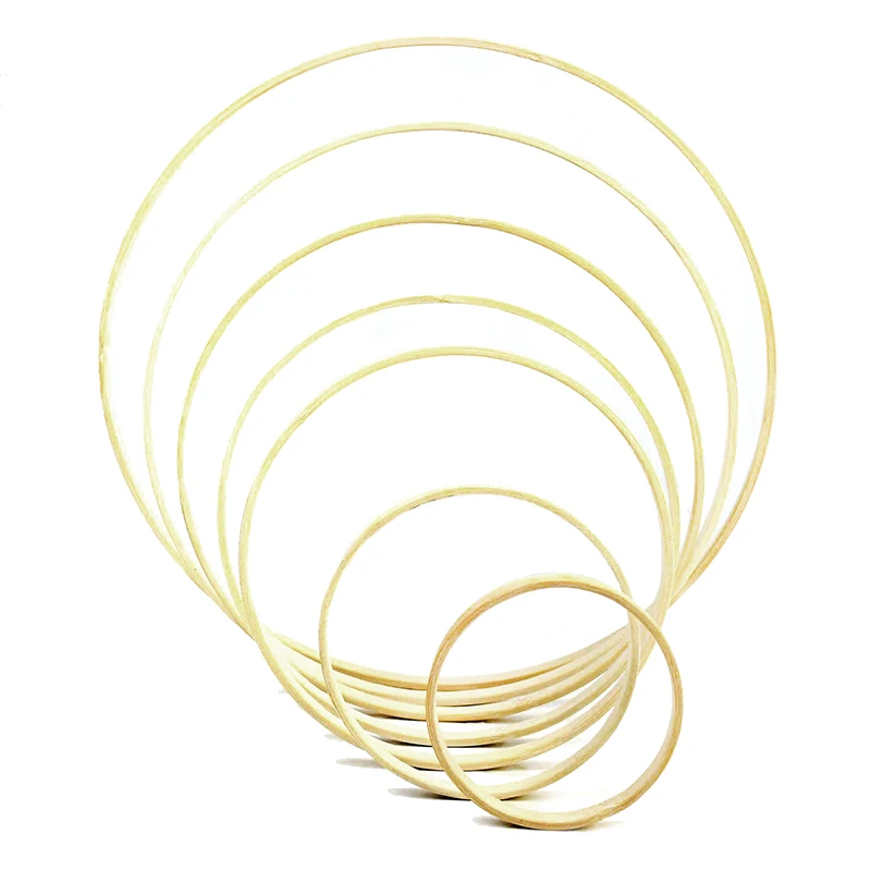 5Pcs 8-30cm Wooden DIY Handmade Catcher Embroidery Hoop Craft Cross Stitch Bamboo Circle Ring Hanging Wedding Decorations