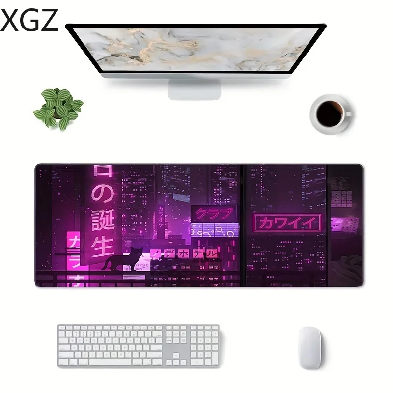 XXL Cyber Vaporwave Style Gaming Large Mouse Pad Large Mouse Pad Stitched Edge Washable For Computer Gamers Laptops