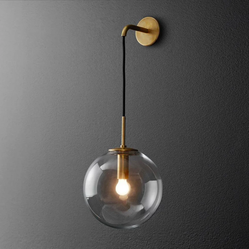 

Nordic Glass Ball Wal Lamp Retro Wall Lights bedroom wall Sconce Bathroom Mirror Balcony aisle lamps Indoor Lighing