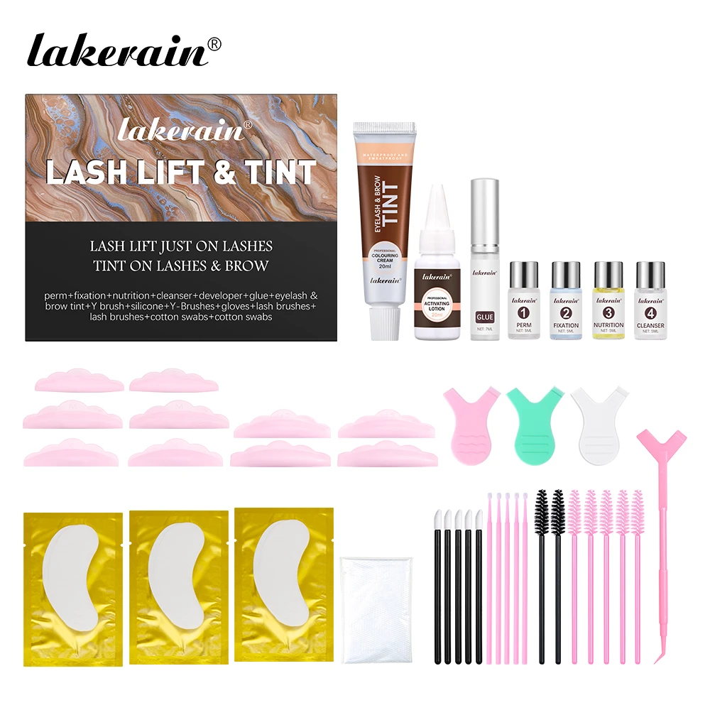 Kit de Lifting y Tinte de Pestañas, Laminación de Cejas Semipermanente de 2 Colores, Lifting de Pestañas Profesional, Permanente de Pestañas, Maquillaje de Cejas