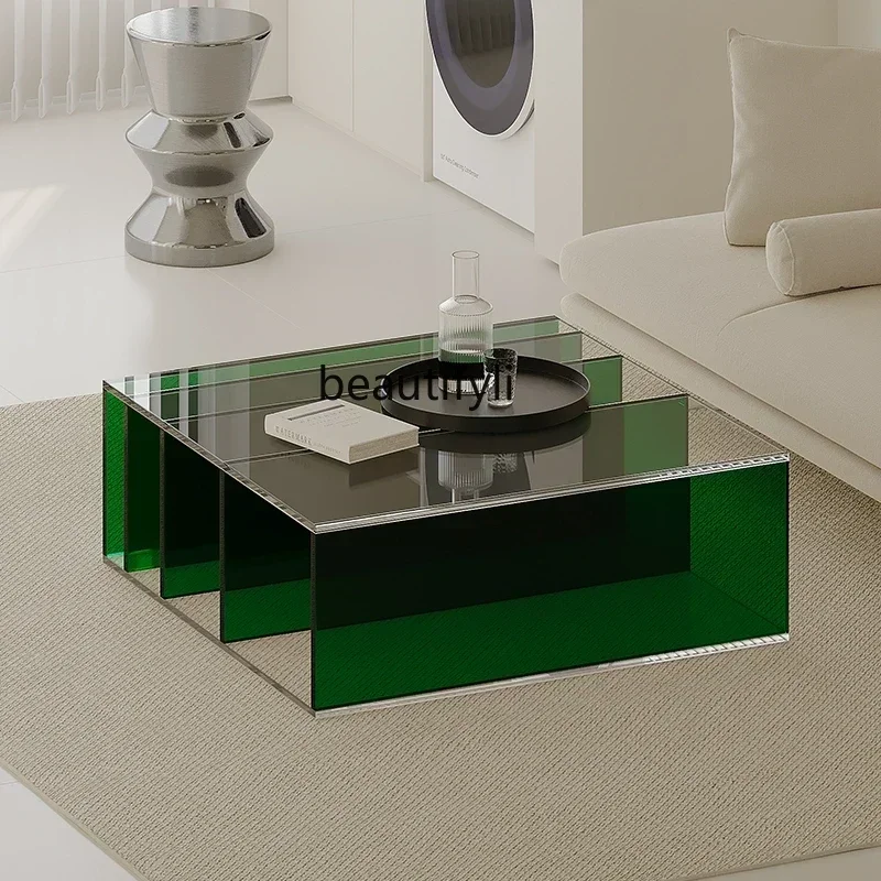 

1lAcrylic Square Minimalist Modern Simple Coffee Table Living Room Home Small Apartment Non-Glass