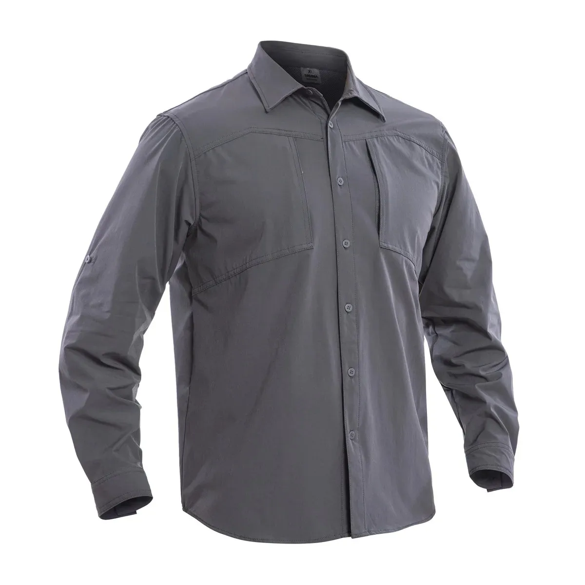 

Mens Quick Dry Elastic Shirts Casual Cargo Hiking Shirts Long Sleeve Button Down Tactical Shirts Men's Blouse For Working Hiking