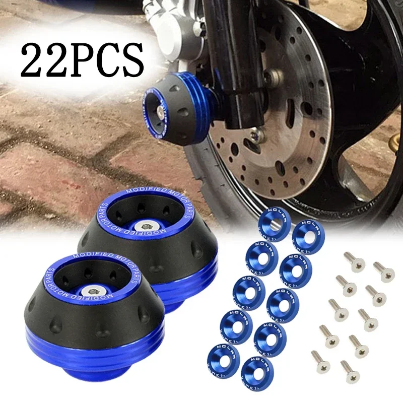 22 szt. Motocykl Crash Protector podkładki ochronne na koła kolorowe opony motocyklowe rama suwak Motocross M6 nakrętki podkładka śruby JDM