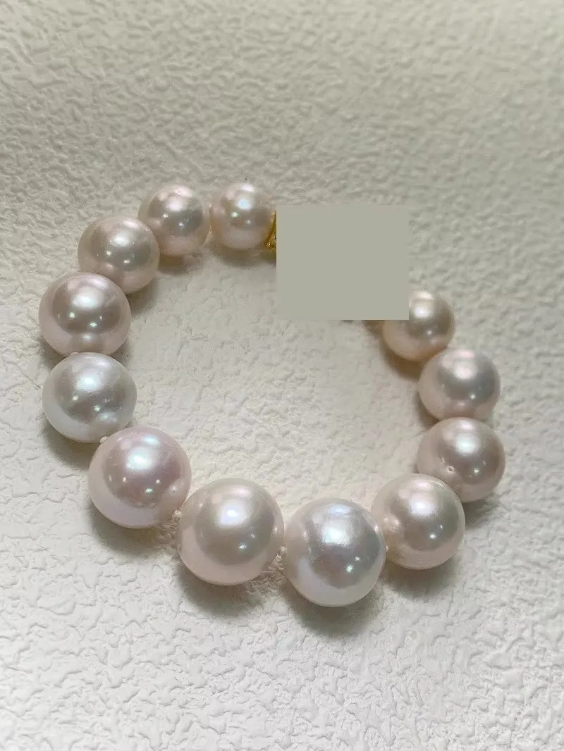 

7.5"10-12mm White Pearl Bracelet Casual Elegant for Women Girls Jewelry 925 Sterling Silver
