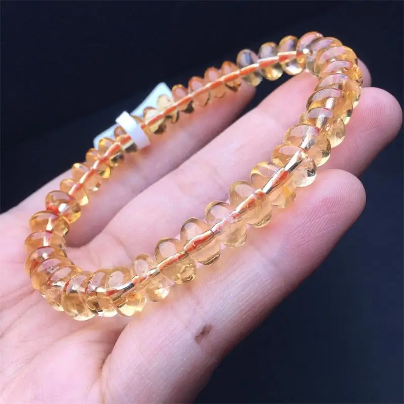 

8.6MM Natural Citrine Bead Bracelet Handmade Round Beads Bracelets Couple Energy Yoga Bracelet Men Women Jewelry 1pcs