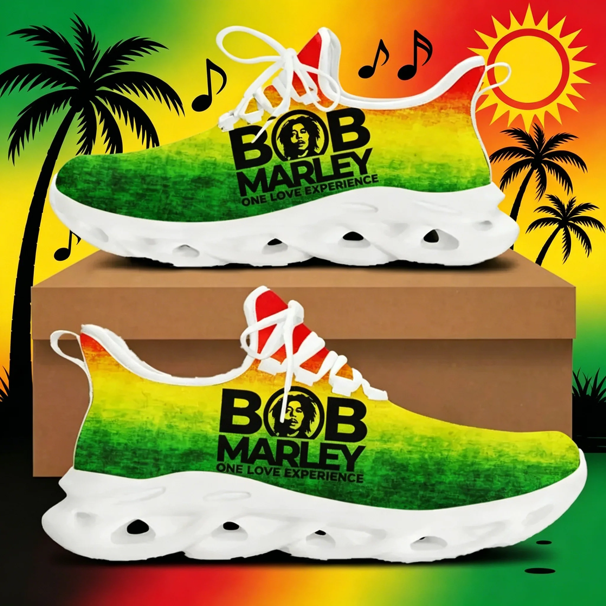 

Bob Marley Icon Portrait Pattern Sneakers Unisex Fashion Breathable Anti Slip Walking Custom Shoes