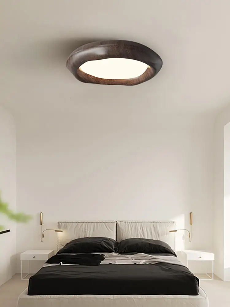 

Creative Walnut Wood Log Style ceiling lamp Full Spectrum Eye Protection Minimalist Creative Study Bedroom Ceiling Light