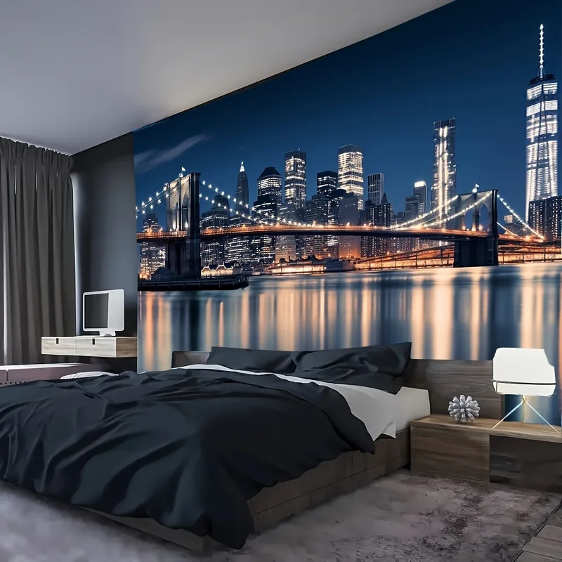 "نسيج سيتي سكيب الحديث - بوليستر ناعم مصقول |   معلقة على الحائط الأفقي لديكور غرفة المعيشة وغرفة النوم"