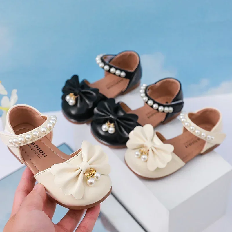 

2026 Summer Girls Causal Sandals Sweet Bowknot Kids Fashion Princess Shoes Non-slip Cute Children's Flat Sandals Soft Bottom