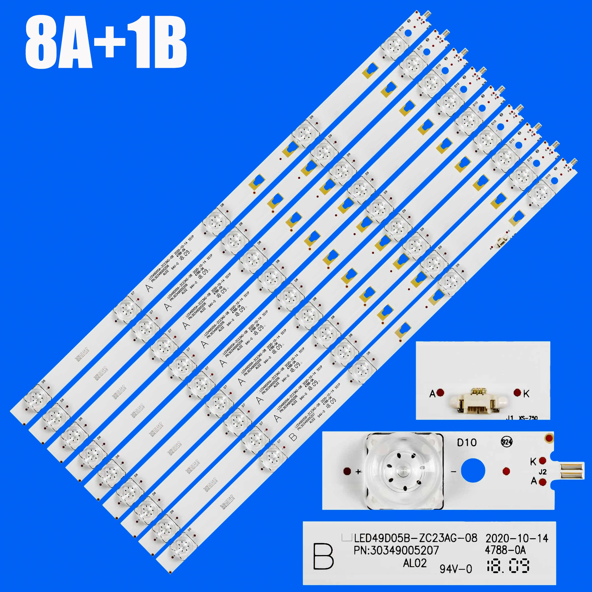 

LED Backlight Strip For Hitachi 50C61 LS50A51 U50H3 LED49D05A-ZC29AG-01 LED49D05B 50CE3211D V500DJ6-QE1 50C61 JVC LT-49MA875