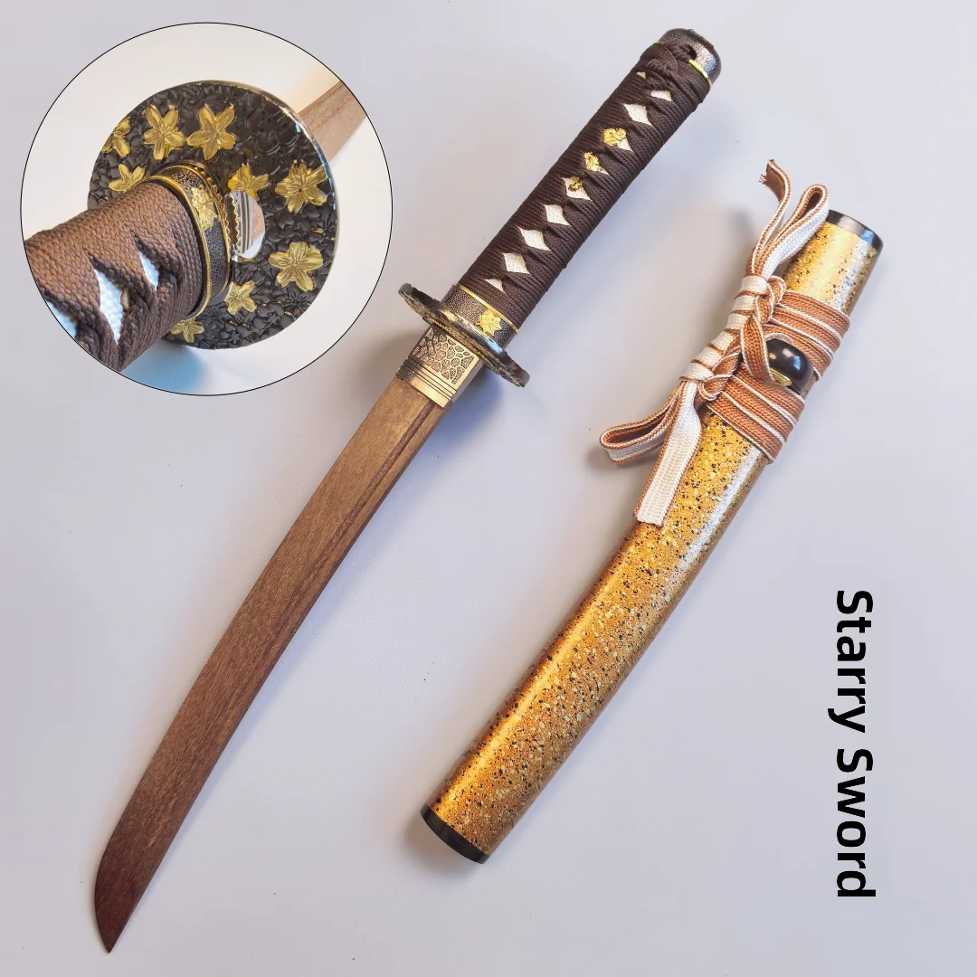 japanese-style-wooden-short-sword-with-sheath-martial-arts-performance-props-children's-practice-toy-sword-body-protection