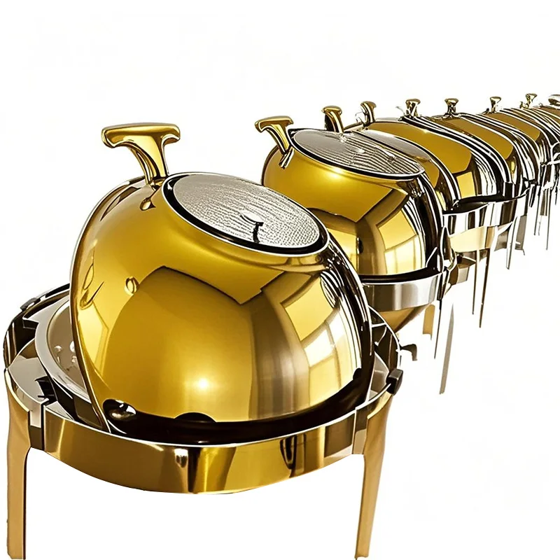 

Luxury Round 6L Stainless Steel Buffet Server Collection Multi-style OEM Solutions Own Brand Wholesale Hot Pot
